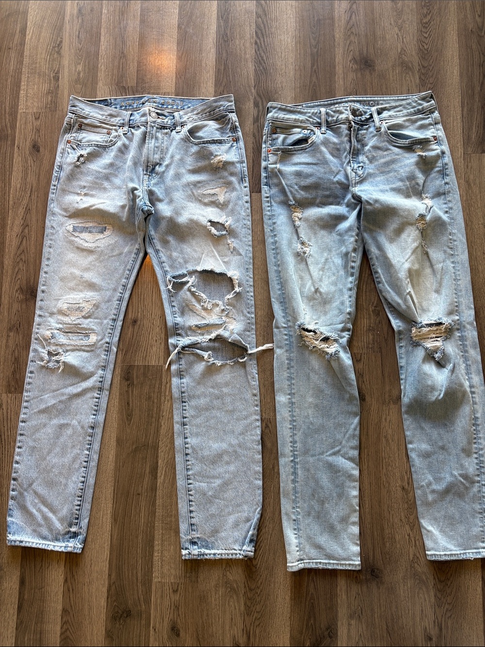 2 pairs A Eagle Outfitters Light Blue Distressed Slim Straight Jeans